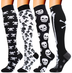 4 Pairs Halloween Skull Compression Socks Support 20-30mmHg-For Men and Women-Workout And Recovery - Best Compression Socks Sale
