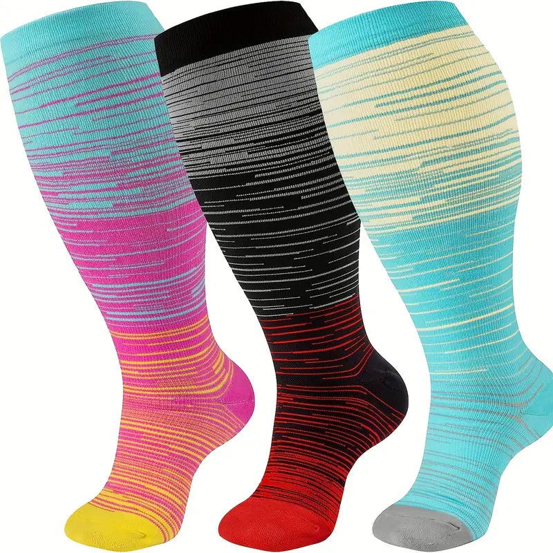 Plus Size Compression Socks Wide Calf For Women & Men 20-30 mmhg