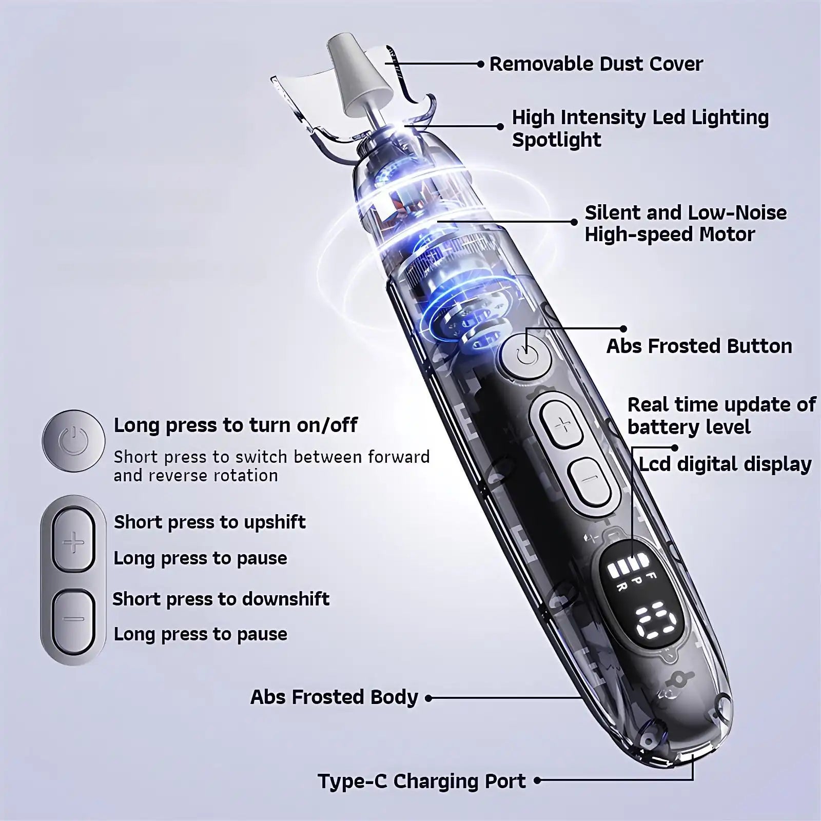 10-Speed Portable Nail Grinder Pen