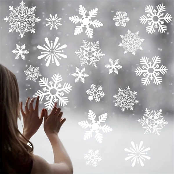 114-Piece Snowflake Window Clings - Reusable Static White Christmas Winter Decals for Glass Doors and Windows