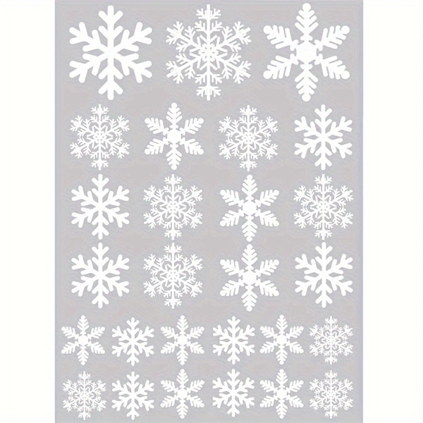 114-Piece Snowflake Window Clings - Reusable Static White Christmas Winter Decals for Glass Doors and Windows