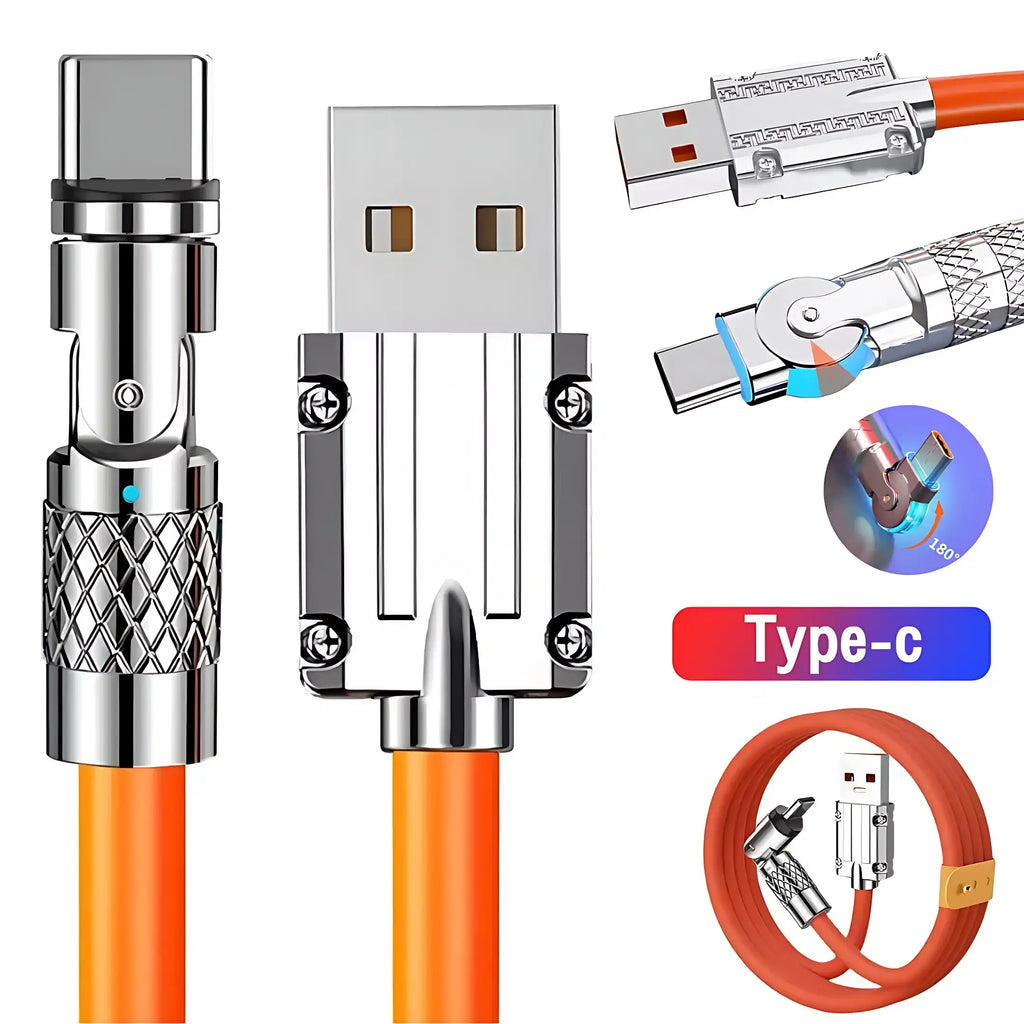 120W 180° Rotating USB-C Gaming Charger Cable