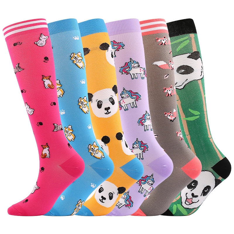 ROYALUCK Compression Socks Cartoon Pattern Sports Football Running Socks Stretch Socks