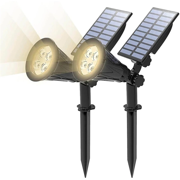 2-in-1 Solar Spotlights - IP65 Waterproof Outdoor Landscape & Security Lights for Yard, Garden, Pathway, Walkway - 4/7/18 LED Beads for Enhanced Brightness