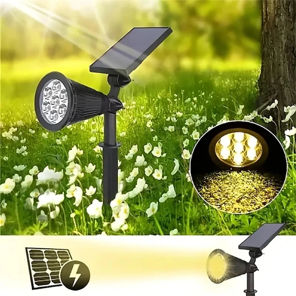 2-in-1 Solar Spotlights - IP65 Waterproof Outdoor Landscape & Security Lights for Yard, Garden, Pathway, Walkway - 4/7/18 LED Beads for Enhanced Brightness