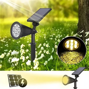2-in-1 Solar Spotlights - IP65 Waterproof Outdoor Landscape & Security Lights for Yard, Garden, Pathway, Walkway - 4/7/18 LED Beads for Enhanced Brightness