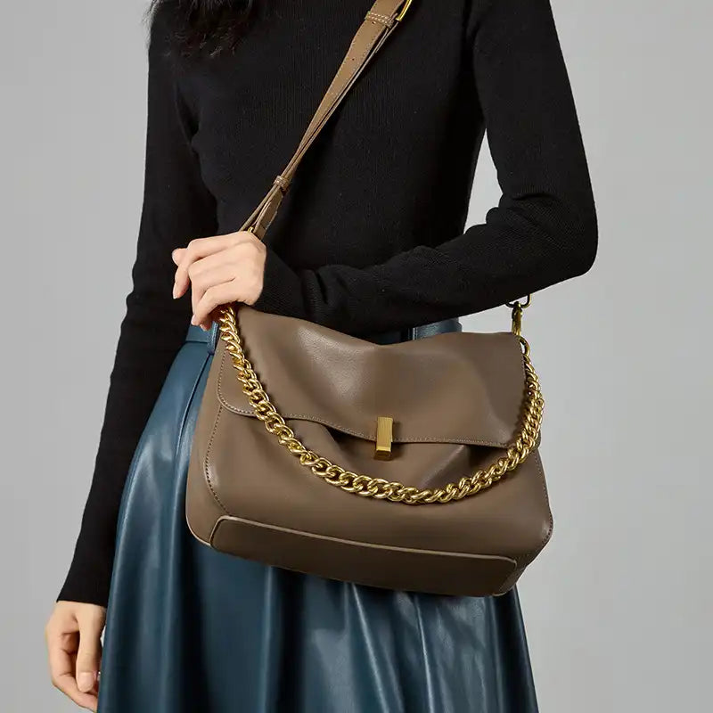 2025 Minimal Chic Dual Mode Genuine Leather Crossbody Bag Shoulder Bag