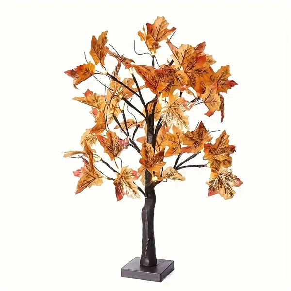 24" Lighted Maple Tree with Timer for Thanksgiving & Fall Decor