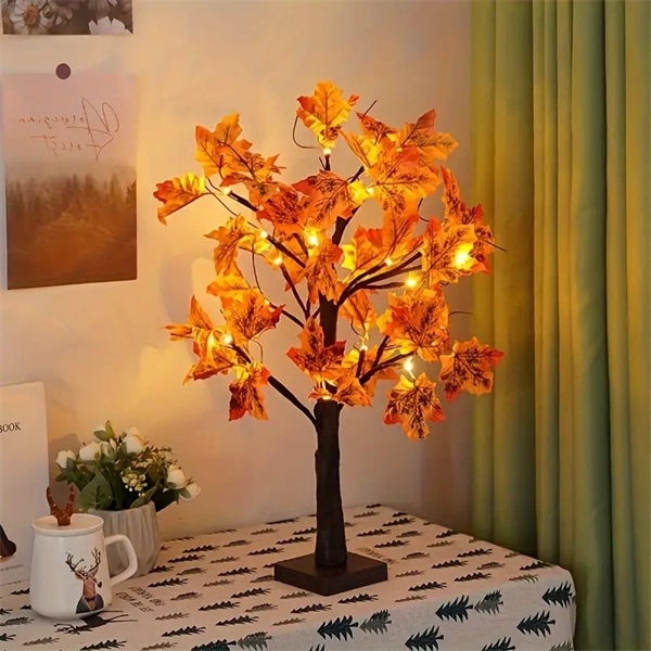 24" Lighted Maple Tree with Timer for Thanksgiving & Fall Decor