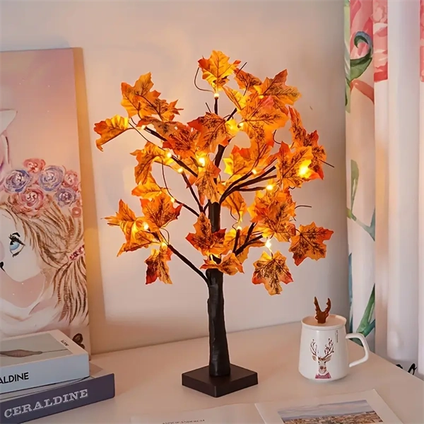 24" Lighted Maple Tree with Timer for Thanksgiving & Fall Decor