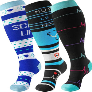 Plus Size Compression Socks Wide Calf For Women & Men 20-30 mmhg