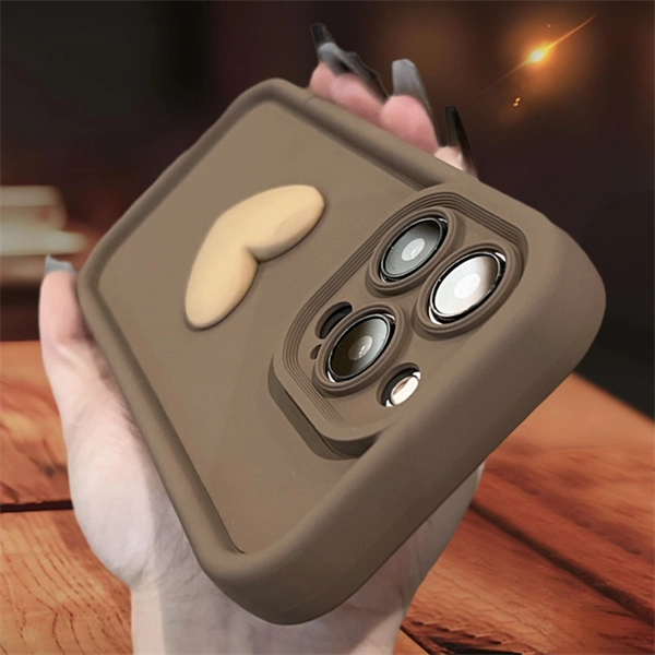 3D Heart Matte Phone Case – Full Camera Protection, Skin-Friendly Cover for iPhone 17