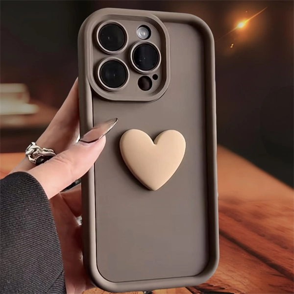3D Heart Matte Phone Case – Full Camera Protection, Skin-Friendly Cover for iPhone 17