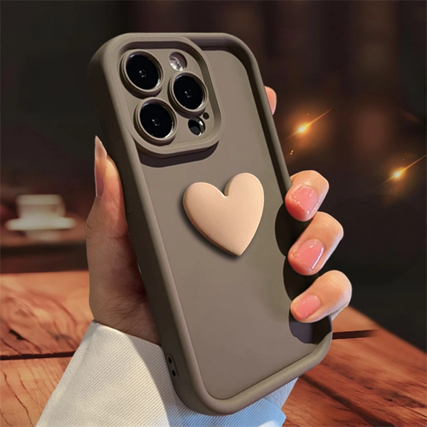 3D Heart Matte Phone Case – Full Camera Protection, Skin-Friendly Cover for iPhone 17