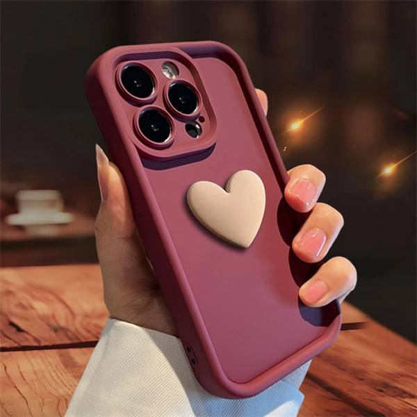 3D Heart Matte Phone Case – Full Camera Protection, Skin-Friendly Cover for iPhone 17