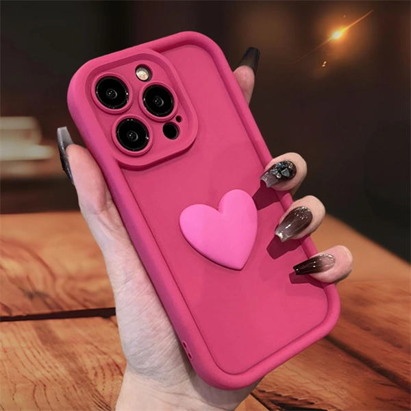 3D Heart Matte Phone Case – Full Camera Protection, Skin-Friendly Cover for iPhone 17