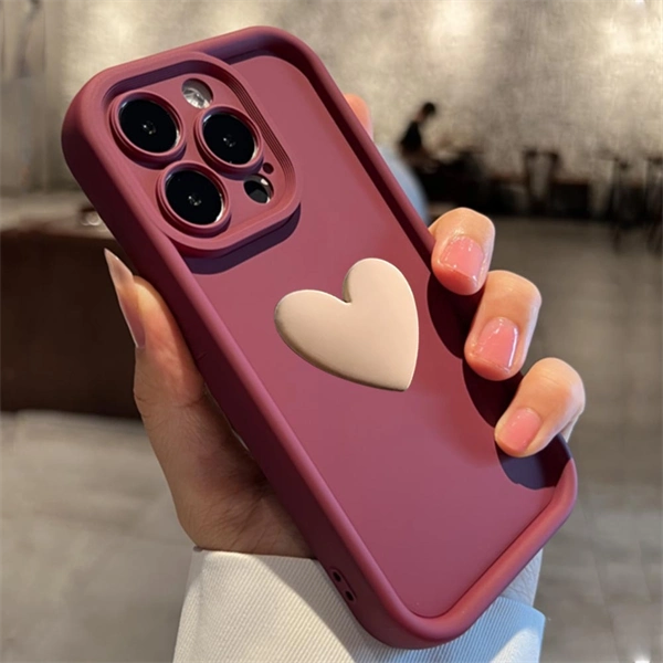 3D Heart Matte Phone Case – Full Camera Protection, Skin-Friendly Cover for iPhone 17