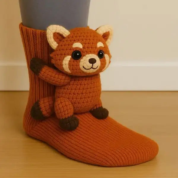3D Knit Animal Socks - Ultra Soft & Non-Slip Gripper Socks for Christmas