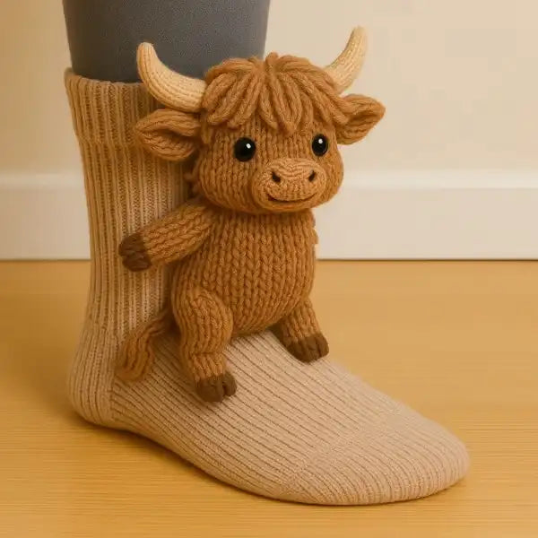 3D Knit Animal Socks - Ultra Soft & Non-Slip Gripper Socks for Christmas