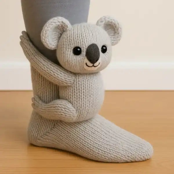3D Knit Animal Socks - Ultra Soft & Non-Slip Gripper Socks for Christmas