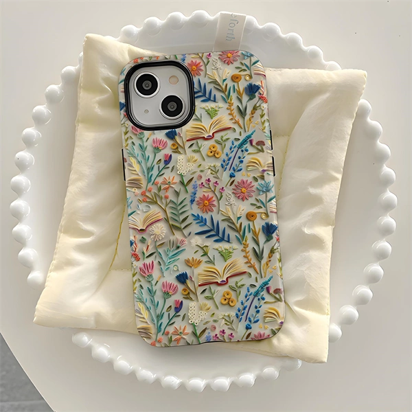 Faux Embroidery Design 3D Paper-Cut Style Double-Layer Phone Case for iPhone 17