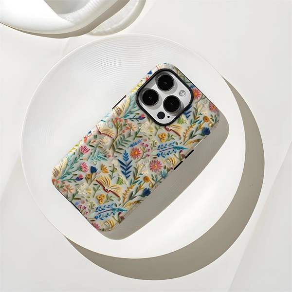 Faux Embroidery Design 3D Paper-Cut Style Double-Layer Phone Case for iPhone 17