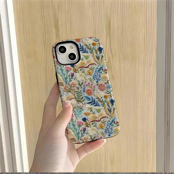 Faux Embroidery Design 3D Paper-Cut Style Double-Layer Phone Case for iPhone 17