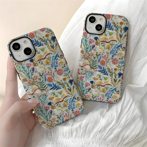 Faux Embroidery Design 3D Paper-Cut Style Double-Layer Phone Case for iPhone 17