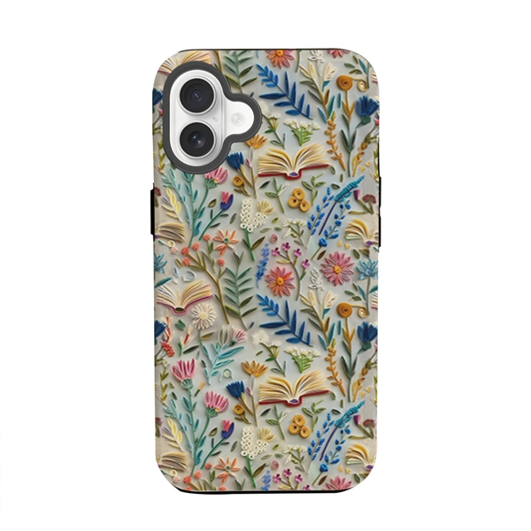 Faux Embroidery Design 3D Paper-Cut Style Double-Layer Phone Case for iPhone 17