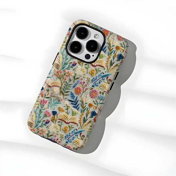 Faux Embroidery Design 3D Paper-Cut Style Double-Layer Phone Case for iPhone 17