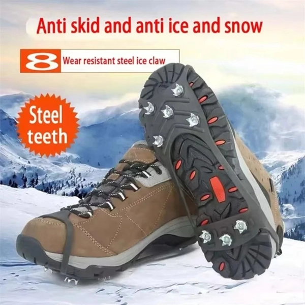 8-Tooth Ice Cleats for Shoes - Anti-Slip Snow Grips for Winter Hiking and Outdoor Activities