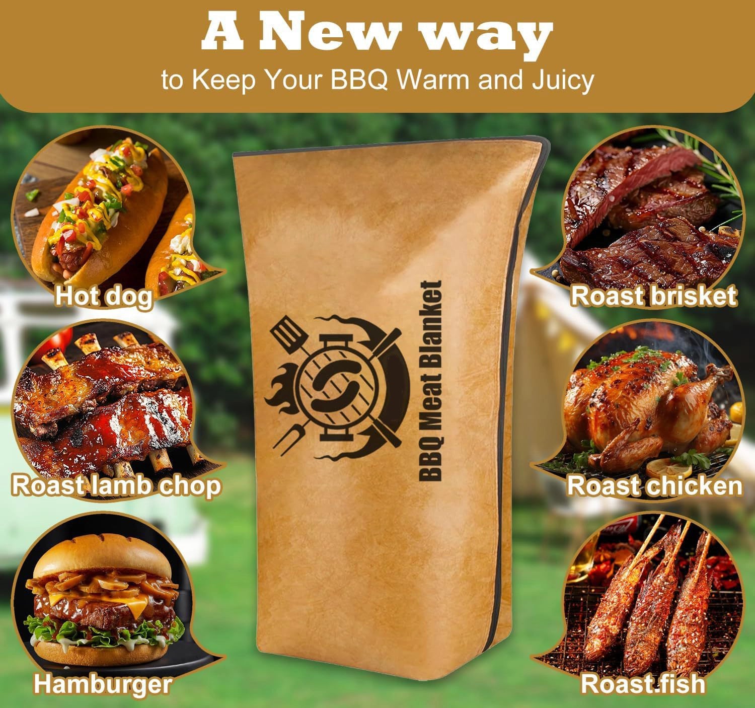 Reusable Insulated Bag BBQ Meat Resting Blanket for Brisket, Pork Shoulders, Turkey