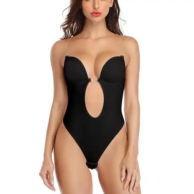 Bridal Low-Back Shapewear Bodysuit: Strapless & Backless with Convertible Transparent Straps | Plus Size Tummy Control