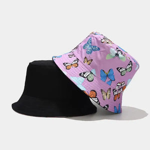 Butterfly Print Double-Sided Bucket Hat