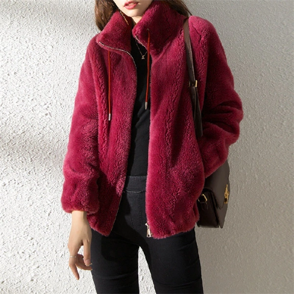 Casual Fuzzy Fleece Zip Jacket for Women - Soft Cozy Everyday Coat