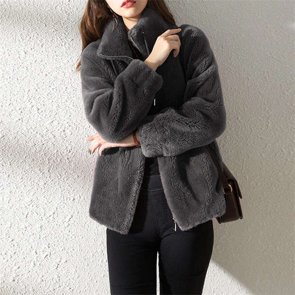 Casual Fuzzy Fleece Zip Jacket for Women - Soft Cozy Everyday Coat