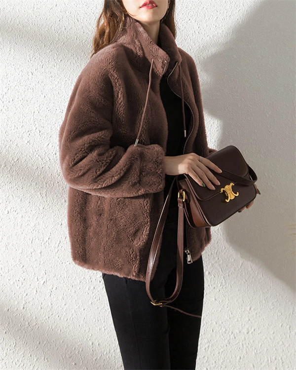 Casual Fuzzy Fleece Zip Jacket for Women - Soft Cozy Everyday Coat