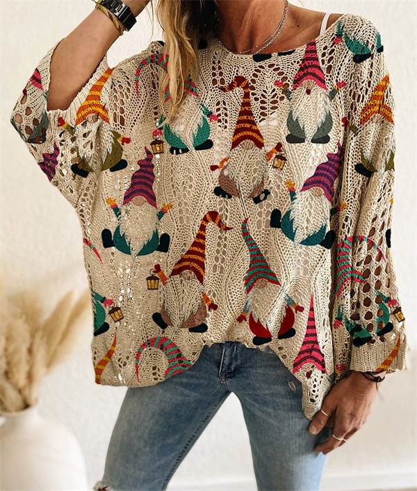 Christmas Tree & Snowman Sweater - Festive Holiday Knit Top