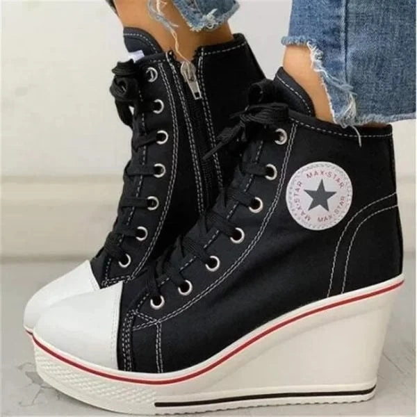 Chunky Lace-Up Platform Wedge Sneakers for Women