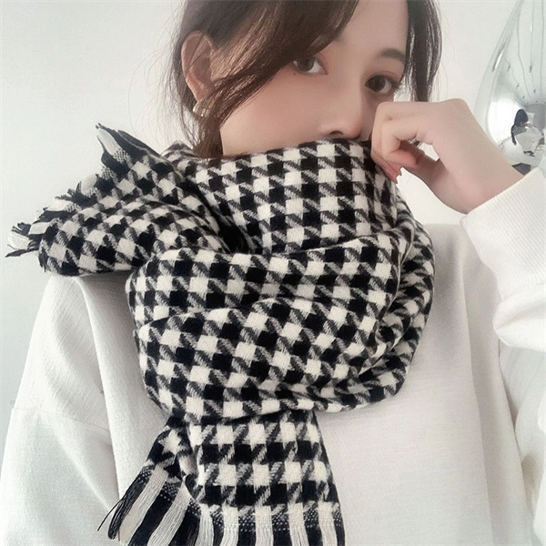 Classic Houndstooth Scarf - Oversized Knit Winter Wrap & Cozy Shawl for Women