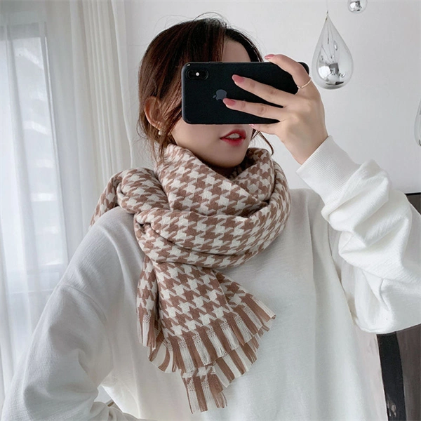 Classic Houndstooth Scarf - Oversized Knit Winter Wrap & Cozy Shawl for Women