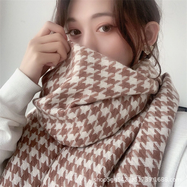 Classic Houndstooth Scarf - Oversized Knit Winter Wrap & Cozy Shawl for Women