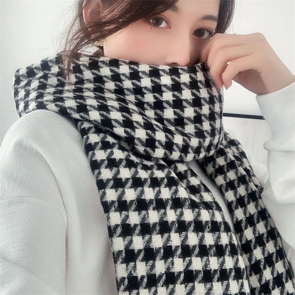 Classic Houndstooth Scarf - Oversized Knit Winter Wrap & Cozy Shawl for Women
