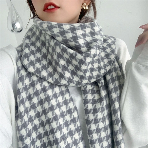 Classic Houndstooth Scarf - Oversized Knit Winter Wrap & Cozy Shawl for Women