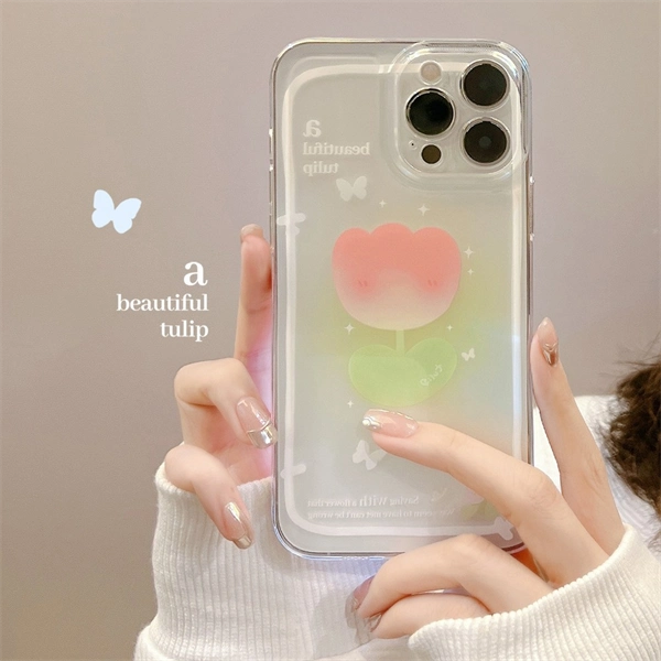 Clear Tulip Case for iPhone 17 – Soft, Shockproof & Stylish Protection