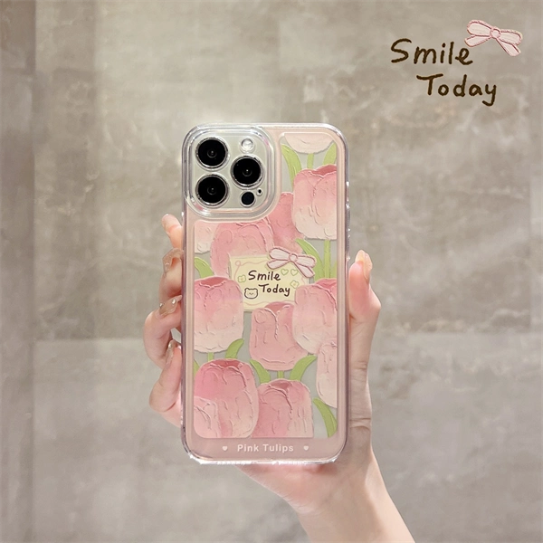 Clear Tulip Case for iPhone 17 – Soft, Shockproof & Stylish Protection
