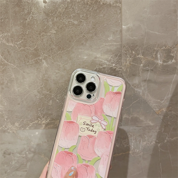 Clear Tulip Case for iPhone 17 – Soft, Shockproof & Stylish Protection