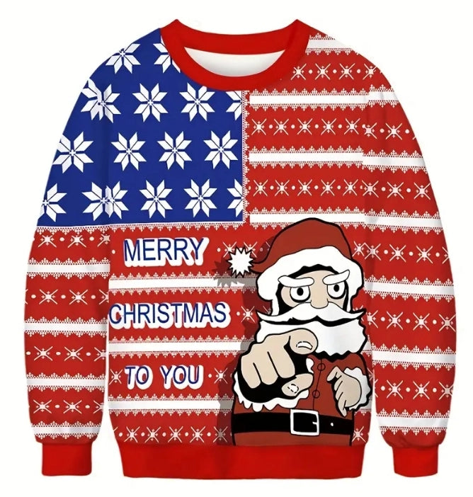 Ugly Christmas Sweatshirt 3D Printed Graphic Crewneck Long Sleeve Sweatshirts