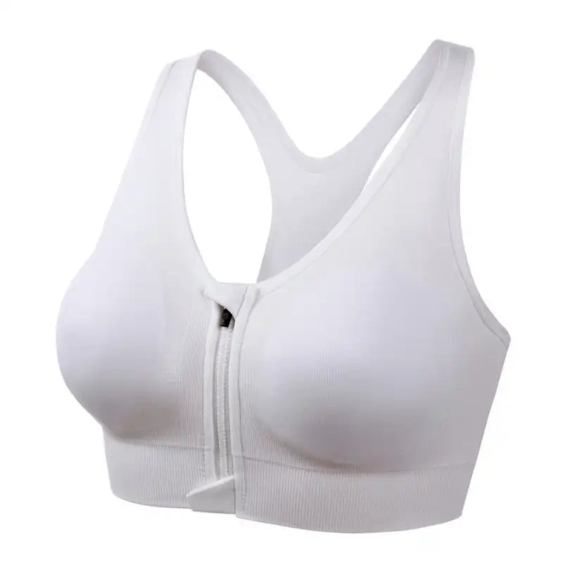Comfort Support Zip Front Sports Bra - Women's Removable Padding, Gym Yoga
