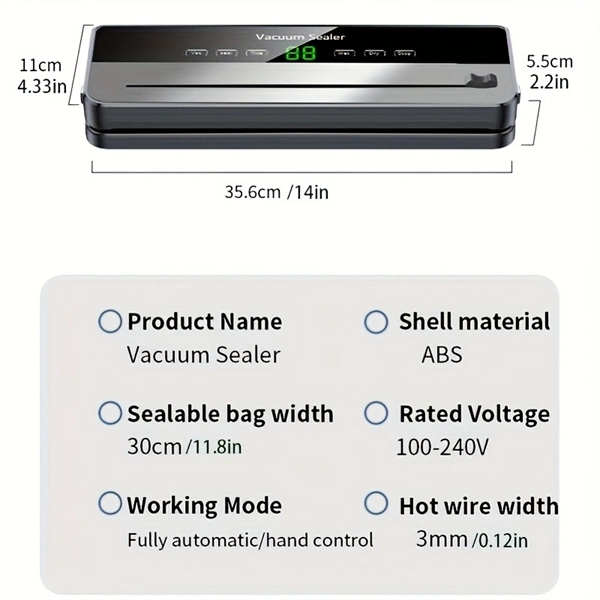 Compact Food Vacuum Sealer Machine with 10 Bags – Keep Food Fresh Longer with Easy One-Touch Sealing